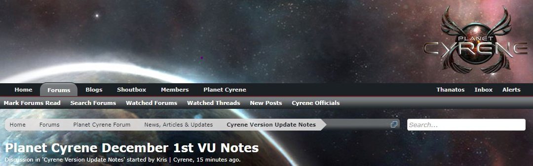 Planet Cyrene December 1st VU Notes