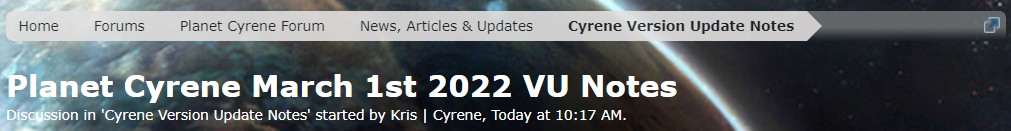 Planet Cyrene March 1st 2022 VU Notes